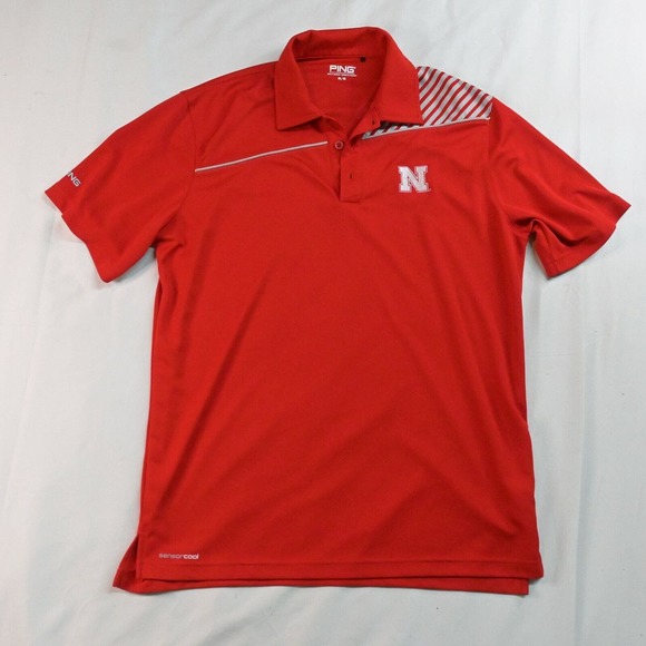 Ping Medium Red Nebraska Cornhusker‎ SensorCool Golf Polo Shirt - Picture 1 of 3